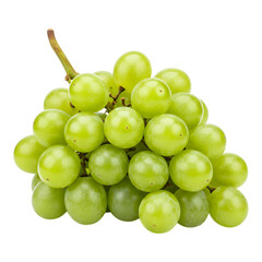 Cluster of green grapes on a white background