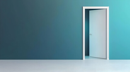 Open White Doorway In Teal Room With Concrete Floor