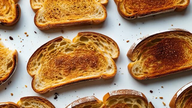 Toasted bread slices with golden crust and tender interior, ready to be served with spreads or toppings.
