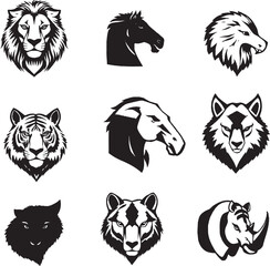 Wild Animal Silhouettes and Illustrations Collection: Lion, Tiger, Horse, Wolf, Eagle, Rhino, Panther