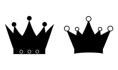 Royal Crown Vector Icons, Black Silhouette Clipart for Design And Branding