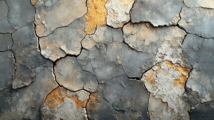 Cracked and weathered gray and beige surface texture.