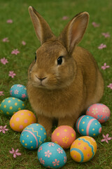 easter bunny and easter eggs