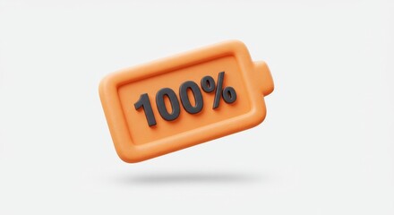 100 percent full battery 3 d render icon clean minimal design