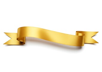 3d Golden ribbon banner on white background