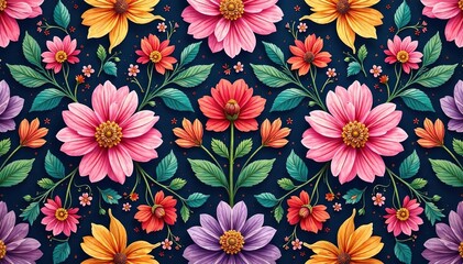 Intricate floral design, repeating seamlessly , leaf, digital, summer