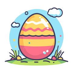 Cute Easter egg. Line art style. Vector icon.