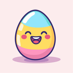 Cute happy Easter egg. Line art style. Vector icon.