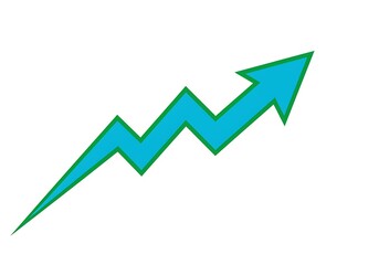 3d Blue zigzag arrow pointing up on white background