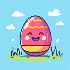 Cute Easter egg. Line art style. Vector icon.