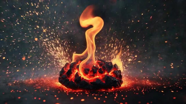 Fire sparks glowing against a dark background