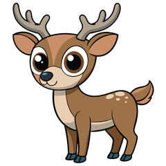 Cheerful cartoon vector illustration of a cute brown baby deer, isolated and full of winter fun