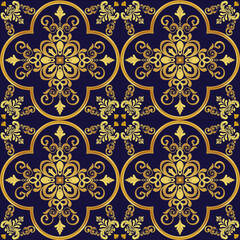 Mosaic vector seamless floral pattern