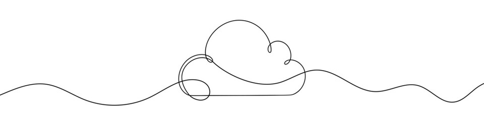 Cloud icon drawn with one line. Black outline of a cloud made with a single continuous line.