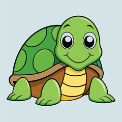 This cute green cartoon turtle is a happy reptile animal with a shell, offering a fun illustration of nature's wildlife