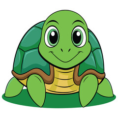 This cute green cartoon turtle is a happy reptile animal with a shell, offering a fun illustration of nature's wildlife