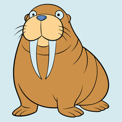 Cartoon Walrus Clipart | Cute Arctic Animal Illustration for Kids