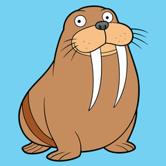 Cartoon Walrus Clipart | Cute Arctic Animal Illustration for Kids