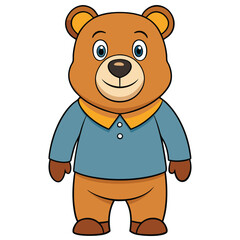 Cartoon Bear Character in Blue Shirt Illustration
