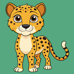 Cartoon Cheetah Clipart | Cute Spotted Big Cat Illustration for Kids
