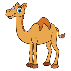 Smiling Cartoon Camel with One Hump Illustration