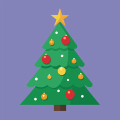Abstract green fir tree vector illustration for a merry xmas holiday celebration with star ornament