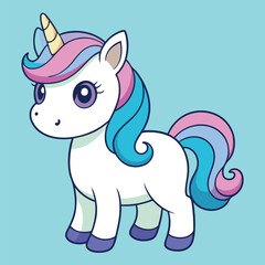 A cute unicorn cartoon vector illustration  animal, isolated on white
