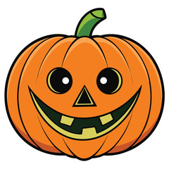 This scary, carved jack-o-lantern face is a classic orange symbol of the autumn halloween holiday