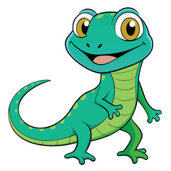 Fototapeta premium Smiling Cartoon Lizard Illustration | Cute Reptile Clipart for Kids