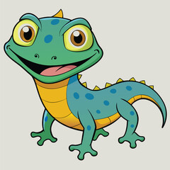 Smiling Cartoon Lizard Illustration | Cute Reptile Clipart for Kids