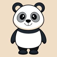A cute cartoon panda baby, a black and white bear character from China, smiles with fun in this vector illustration of a happy wild animal