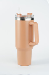 40oz Tumbler Mockup with handle on isolated background.