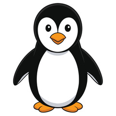 Happy cartoon penguin standing on snow in a cute winter scene vector 