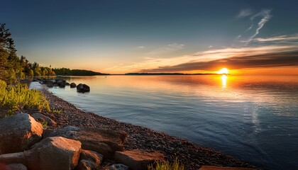 Lake Near Duluth at Sunset