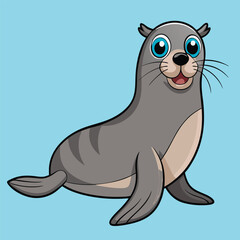 Adorable Cartoon Seal Illustration | Cute Ocean Animal Art for Kids