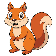 Cute cartoon  Squirrel Tail feline  pet illustration with a  smile and bushy tail