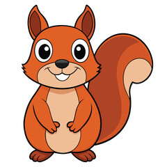 Cute cartoon  Squirrel Tail feline  pet illustration with a  smile and bushy tail