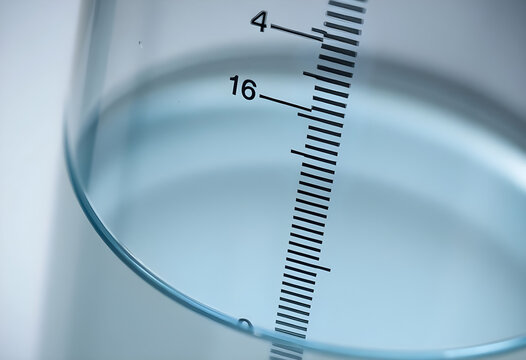 beakle filled with water and measuring tape
