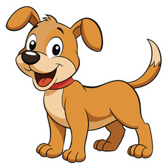 Happy Cartoon Puppy Clipart | Cute Brown Dog Illustration for Kids