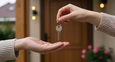 Key Handover Closeup &ndash; New Home Ownership and Real Estate Transaction

