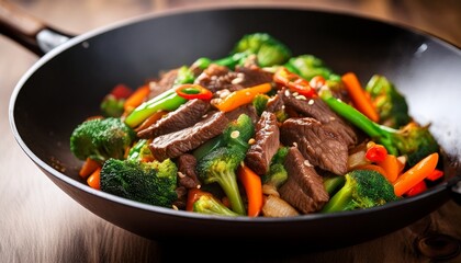 Stir Fried Beef & Vegetable In a Wok