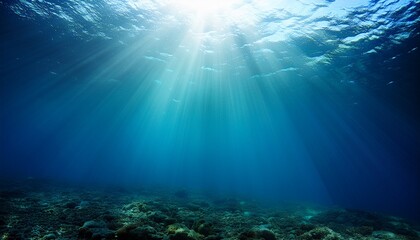 Sunbeam vertical Abstract underwater backgrounds in the sea
