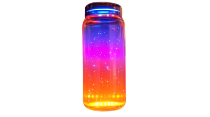 Illuminated Jar with Colorful Gradient and Sparkling Lights Ideal for Fantasy Science Fiction