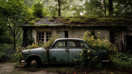 Fototapeta premium Nature Taking Over Old Car