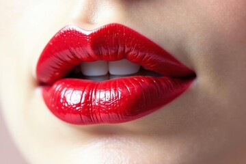 Close-up of red lipstick on white, smooth texture, smooth, studio shot