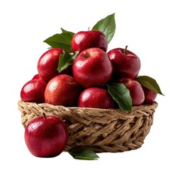 Red apples in basket still life isolated on white background