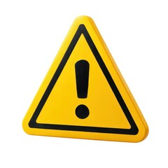 Yellow warning sign with exclamation mark isolated on white background