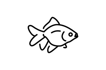 Gold fish line icon. Aquarium fish vector sign. Linear goldfish symbol design. Editable stroke on white background.