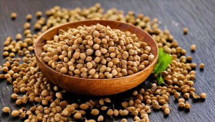 Fototapeta premium Coriander (Cilantro seeds) – Warm, nutty, and citrusy; used in spice blends like garam masal