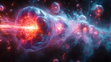 Fototapeta premium Futuristic laser technology targeting cancer cells, perfect visual for promoting advanced cancer treatment and biotech solutions 